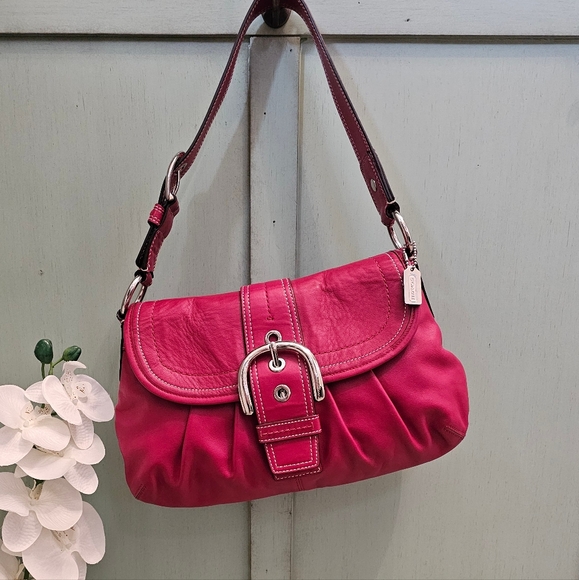 Coach Handbags - Vintage Coach Soho Pleated Leather Shoulder Bag Purse F15204 ( Red)